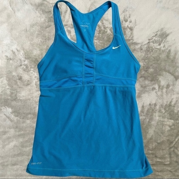 Nike Teal Racerback Athletic Workout Racerback Stretch Tank Top Built-In Bra Sml - Picture 1 of 8